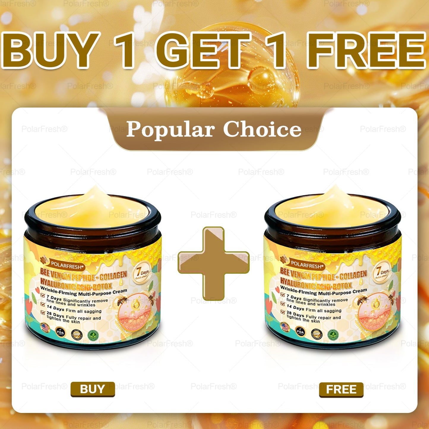 🗽Made & Shipped from USA | Clinically Proven: PolarFresh® Bee Venom Comprehensive Cream with bee venom peptides, botulinum toxin, hyaluronic acid, and collagen💧. Targets wrinkles, fine lines, sagging, stretch marks, dark spots and more