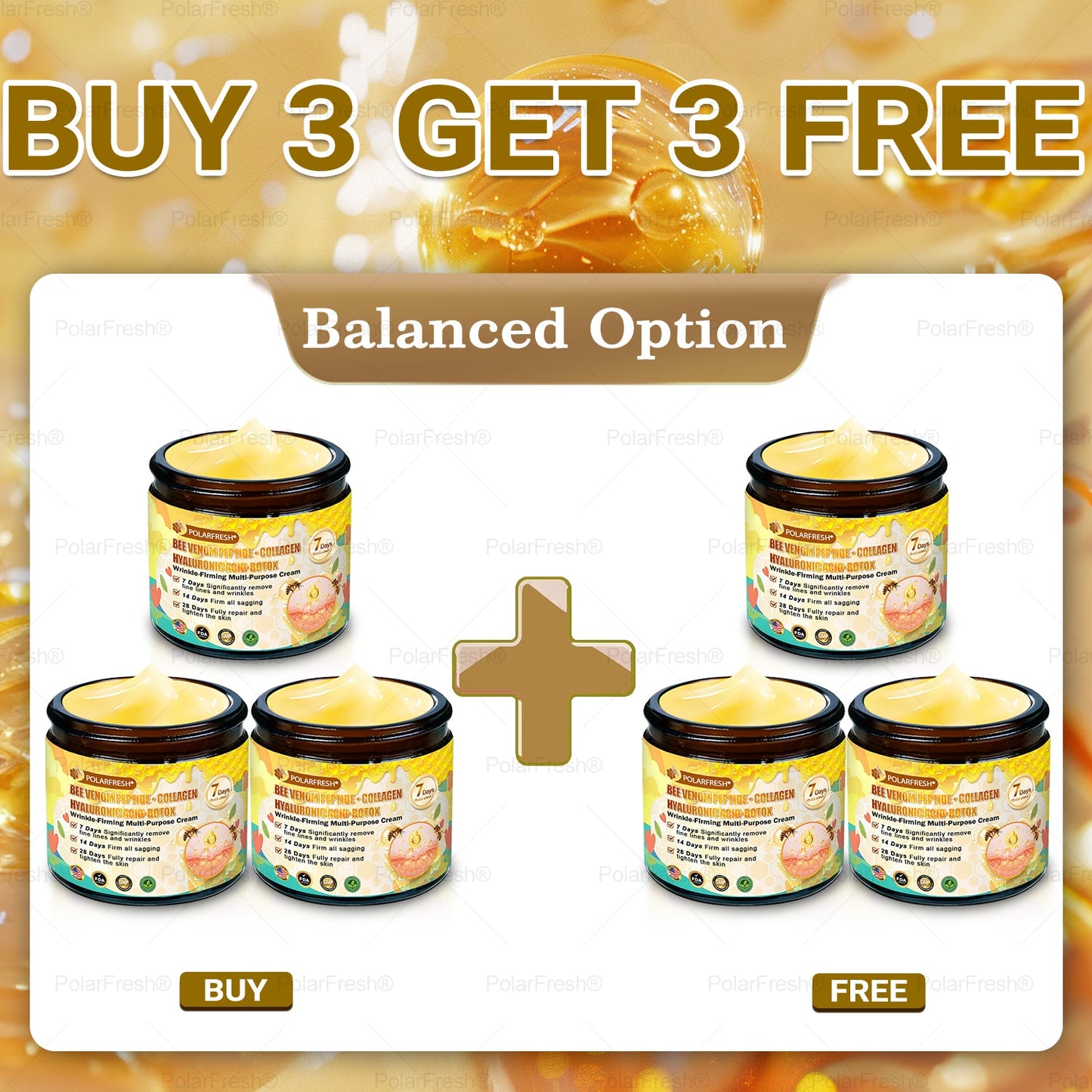 🗽Made & Shipped from USA | Clinically Proven: PolarFresh® Bee Venom Comprehensive Cream with bee venom peptides, botulinum toxin, hyaluronic acid, and collagen💧. Targets wrinkles, fine lines, sagging, stretch marks, dark spots and more
